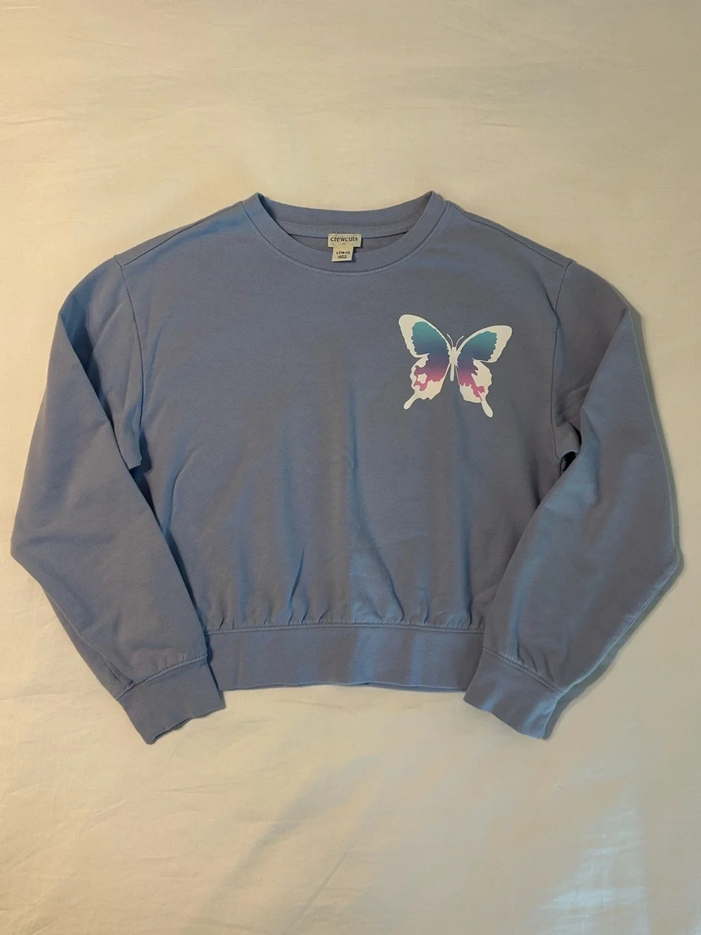 J. Crew Crewcuts Butterfly Crewneck Sweatshirt Lavender Girls’ Size Large 10-12